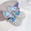 Girls' Princess Shoes Blue Elsa Crystal Shoes New Spring and Autumn Model for Young Children, Flat Single Shoes for Girls, Soft Sole Shoes