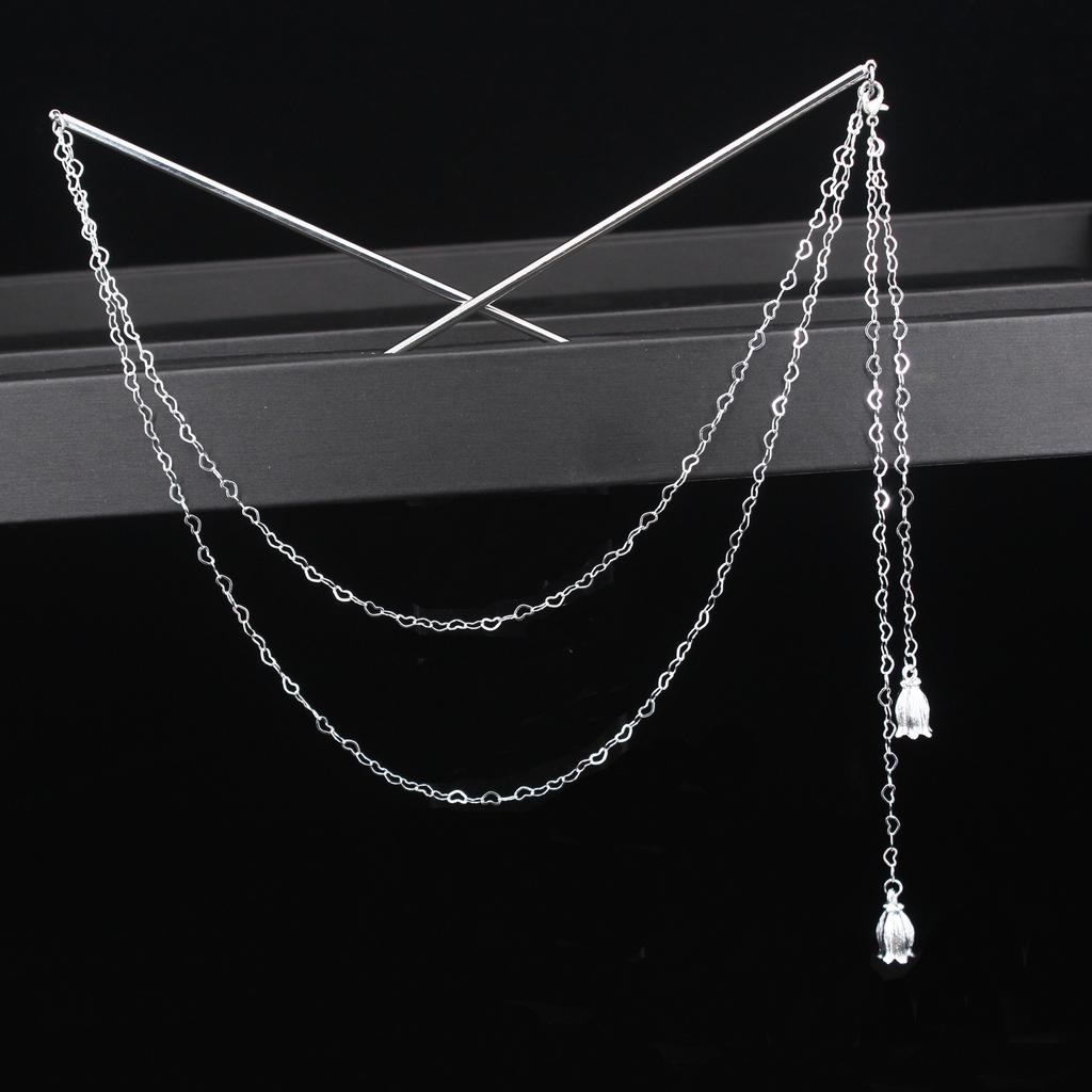 Doppelketten-Haargabel Perlenquaste Haarstab Nunchaku Haarnadel Chinesischer Stil Retro Haaraccessoires für Hanfu Tiaras Ornamente