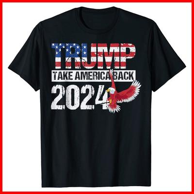 Trump 2024 Flag Take America Back Men Women Trump 2024 Black T-Shirt Unisex T-Shirt