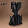 Talos 3D Printed Melting Skeleton Statue, Matte Black Gothic Skull Holding Chin Figurine, Dark Style Sculpture for Home Decor Desktop Ornament
