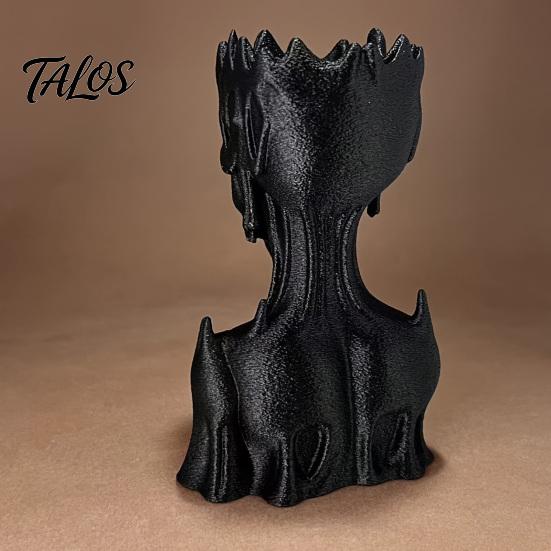 Talos 3D Printed Melting Skeleton Statue, Matte Black Gothic Skull Holding Chin Figurine, Dark Style Sculpture for Home Decor Desktop Ornament