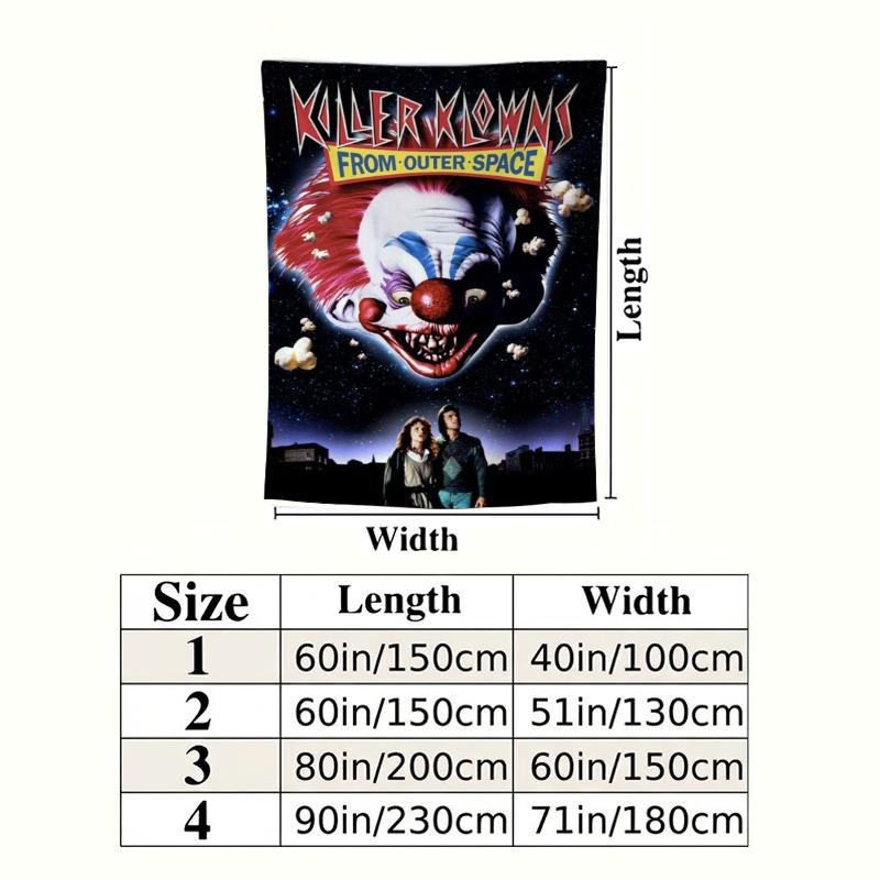 Killer Klowns aus dem Weltall Wandteppich Ästhetischer Wandbehang Bedruckte Stoffdecke Dekorative Wandteppiche für Schlafzimmer Wohnzimmer Heimdekoration