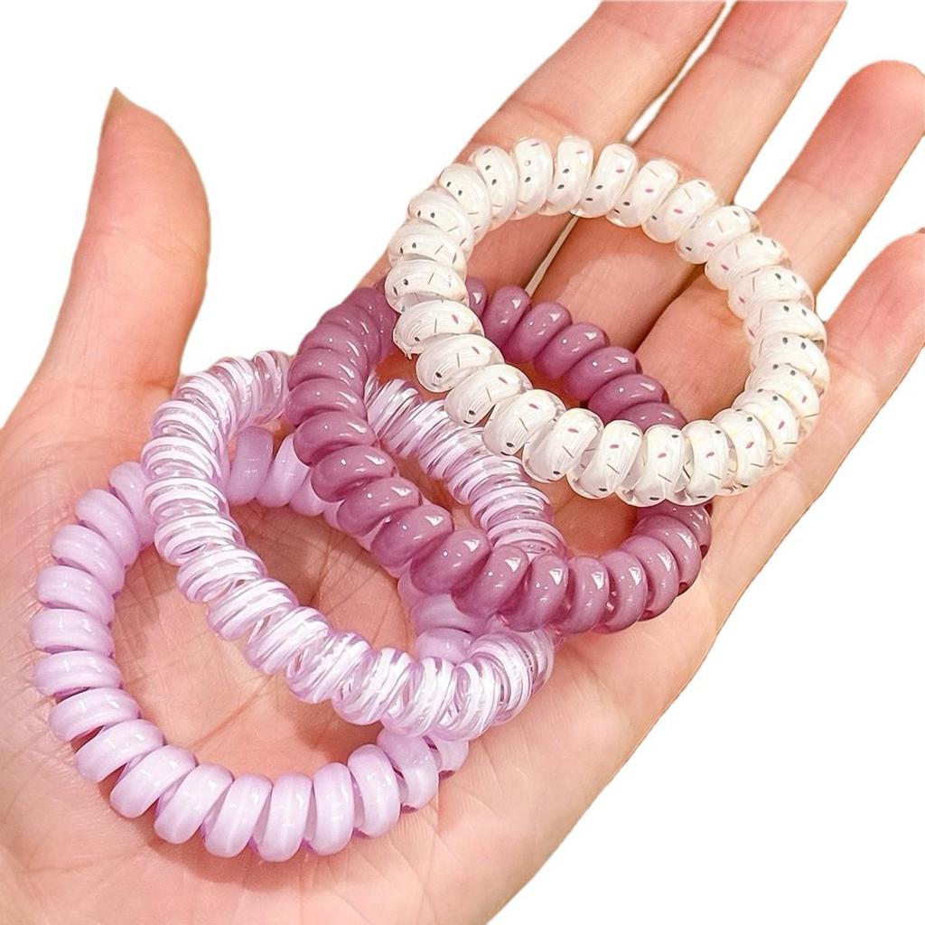 Korean Style Colorful Telephone Cord Hair Tie Set - High-End Elastic Hair Accessories for Women