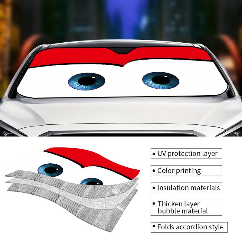 Car Windshield Sunshade - Cartoon Pet Design, Heat Insulation, UV Protection, Bubble Aluminum Film