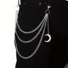 Silver Multi Layer Jean Chain With Cross Pendants Durable Metal Finish Fit For Punk Streetwear Concert Party Outfits