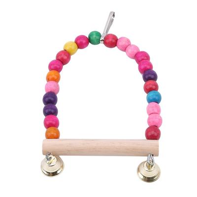 Bunte Papageien Spielzeug Vogelschaukel Übung Klettern Hängend Holz Regenbogen Haustier Papagei Ara Hängematte Vogelspielzeug mit Glocken