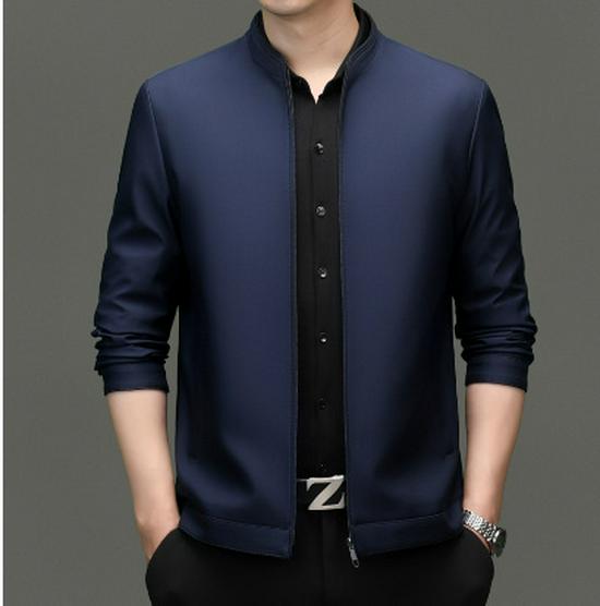 

Men s Stand-Collar Zipper Business Jacket for Dad 170 світло-синій колір