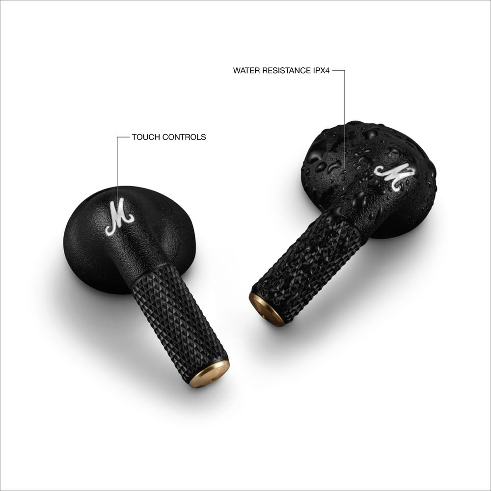 Marshall Minor IV True Wireless Earbuds, Black, Bluetooth, Qi Charging, and Call Support [Official Japanese Product]