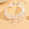 Bridal Lace Pearl Choker, Vintage Hollow Lace Wedding Clavicle Neck Collar