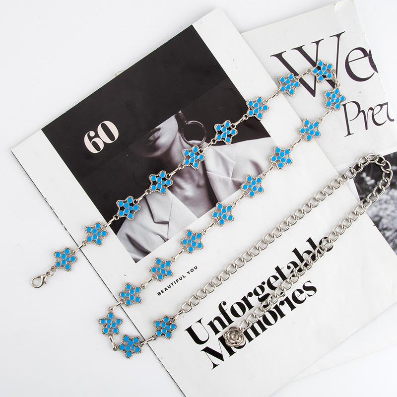 Flower Star Metal Decorative Waist Chain Women With Skirt Waist Body Chain Women'S Thin Belt Tide