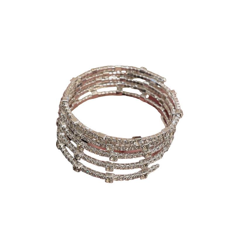 Геометрический серебряно-медный браслет со стразами для модных женщин