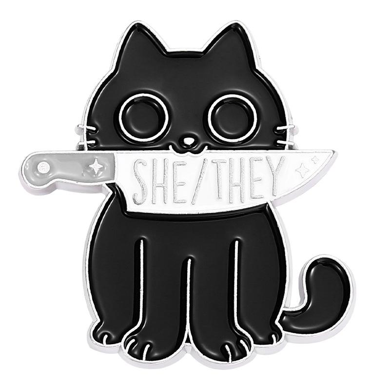

Minimalist And Contemporary Black Cat Brooch In Alloy Perfect For Accessories Trendy XZ6644