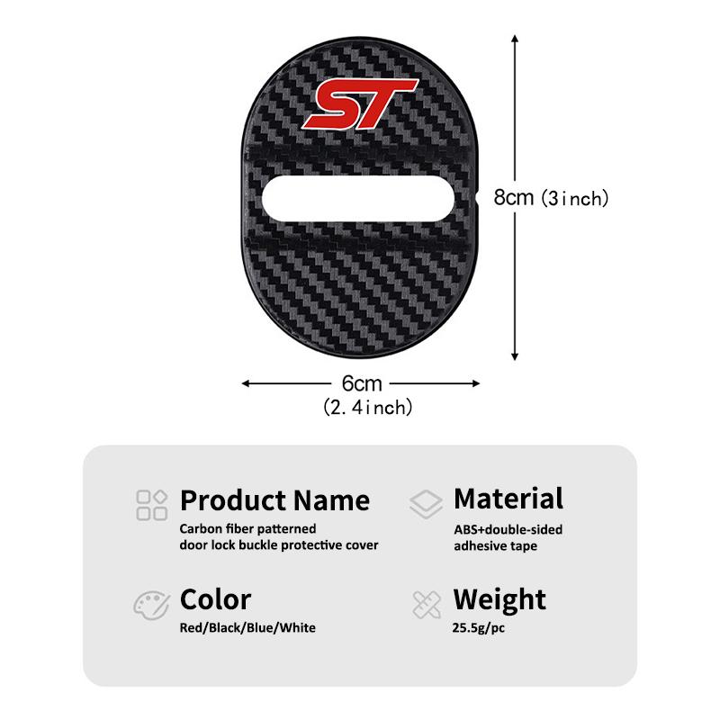 PCKF8 4pcs Car Door Protection Lock Cover Carbon Fiber Patterned For Ford Focus mk2 mk3 mk4 Fiesta Kuga Ghia ST Shelby Ranger