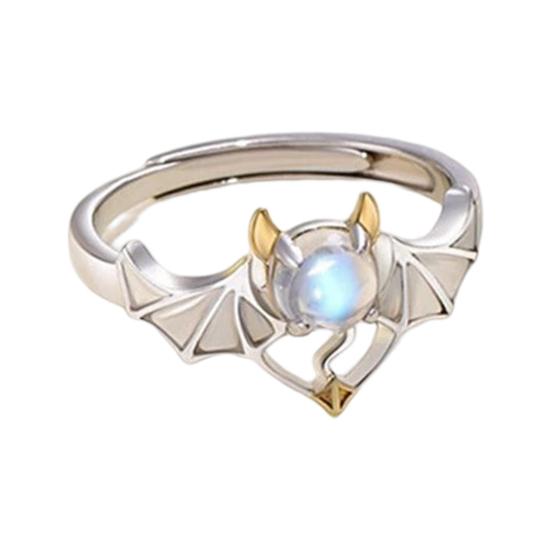 

Угловой и демонический лунный камень, регулируемый полый палец, украшение из нержавеющей стали, контраст Mens