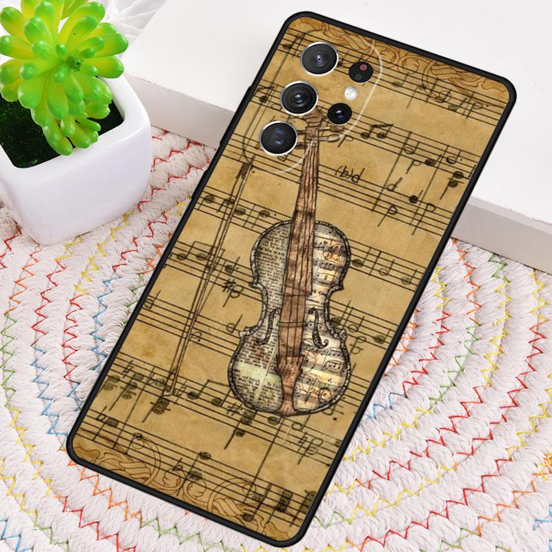Musical Notes Violin Classical Soft Silicone Phone Case For Samsung Galaxy Note 10 Pro S26 S25 S24 S23 S22 S21 Plus Ultra Cover