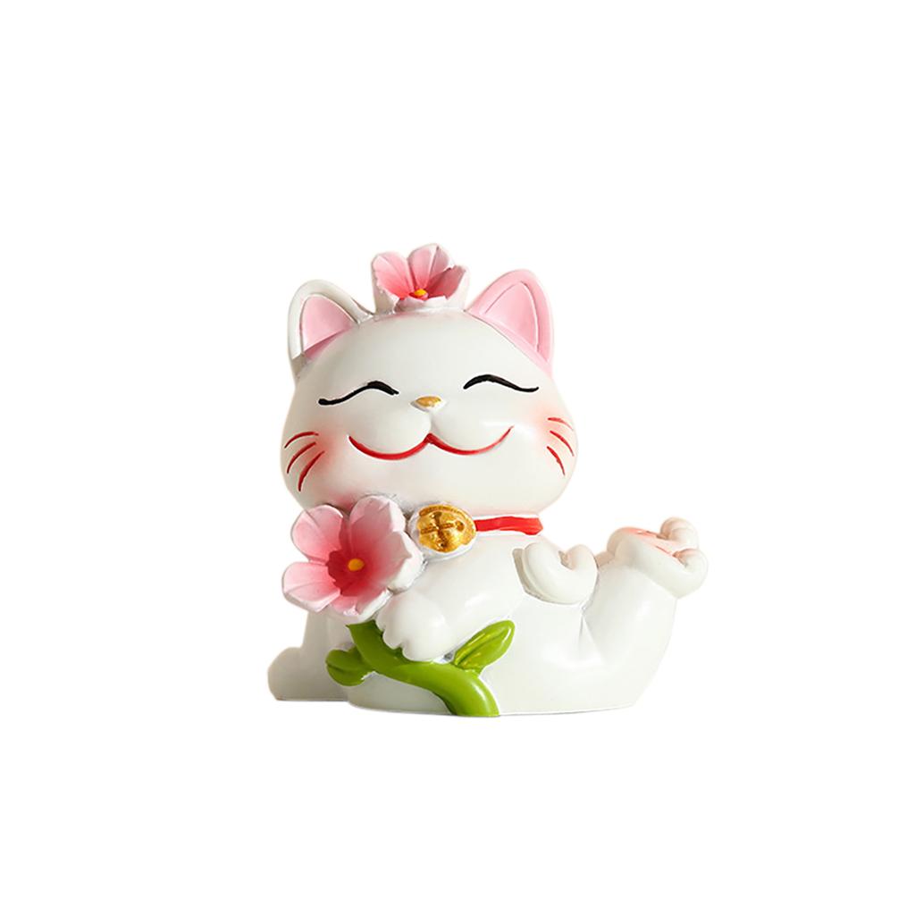 Lucky Cat Micro Landscape Decoration Resin Lucky Cat Figurine Statue Home Decor For Welcoming Fortune Good Luck
