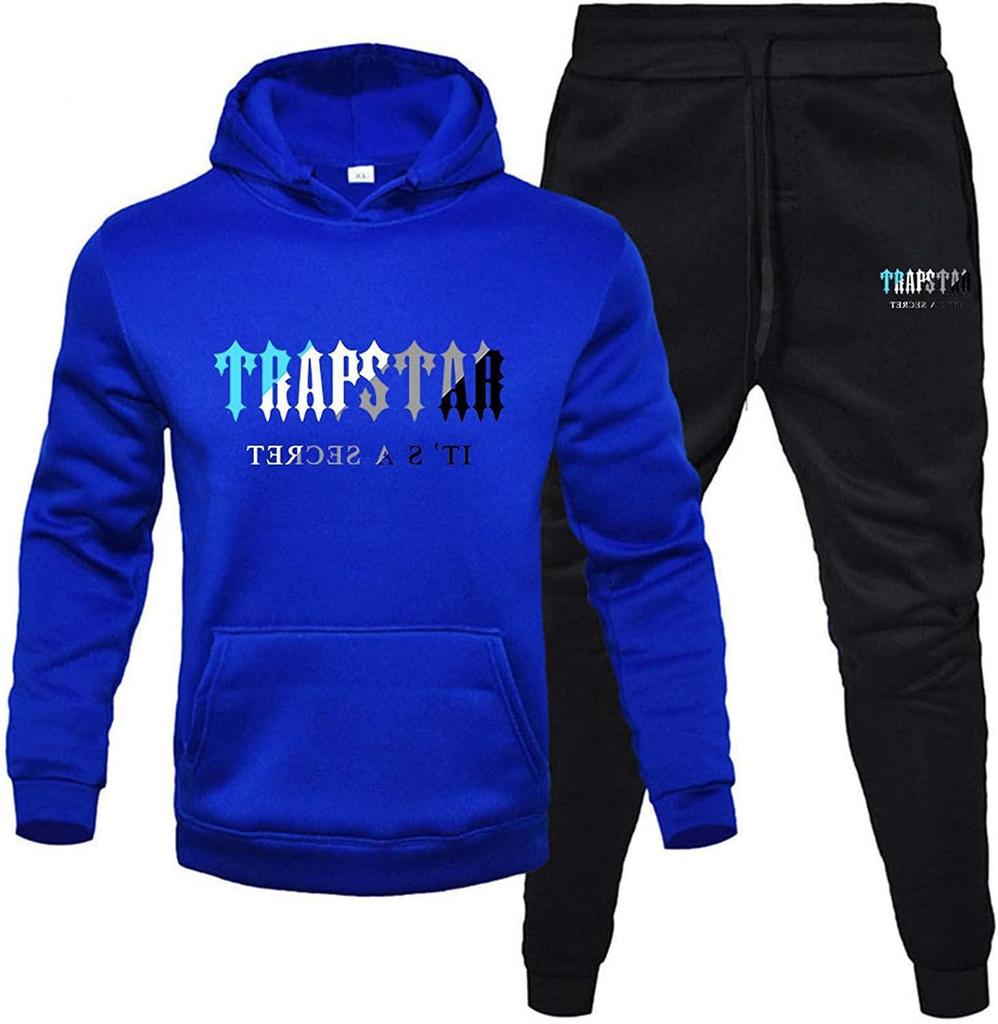 Trendy Brand Men's Trapstar Fleece-Lined Hoodie & Sweatpants Casual Fashion Sportswear Set