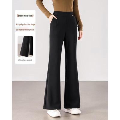 TERRE BLEUE Women's High-Waist Micro-Flared Trousers