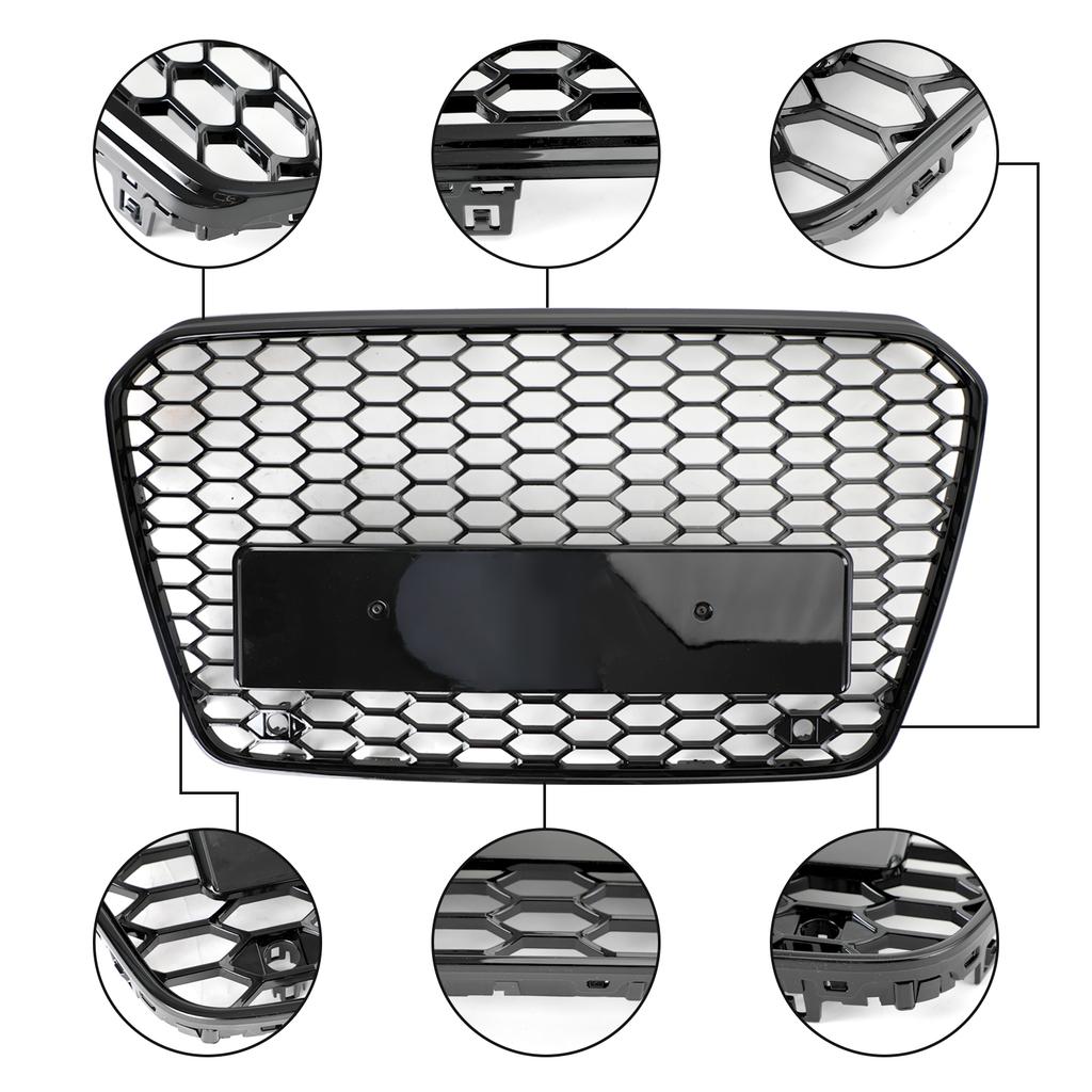 RS5 Style Honeycomb Mesh Front Bumper Grille Grill Fit A5 S5 B8.5 2013-2016