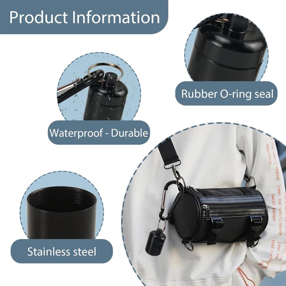 New Premuim Portable Aluminum Waterproof Pill Cases Box Earplug Keychain Case Travel Container for Jewelry or Ear Plugs Sleek