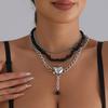 Dark less ins wind exaggerated love collarbone chain light luxury trend y1k multi-layer necklace