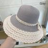 New Lace Bow Straw Hat Foldable Straw Beach Hats Uv Protection Breathable Sunshade Cap Outdoor Vacation Travel