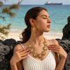 Summer Chic Metal Sun Jewelry Set: Necklace & Earrings for Women