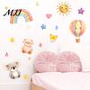 DIY Wall Mural for Nursery Watercolor Koala & Bear Stickers, Cartoon Animals Decals with Rainbow Hot Air Balloon Durable PVC Stickers