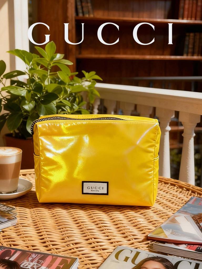 Fashion Vanilla Yellow Makeup Bag for Women Everyday Essential Makeup Bags, Stylish & Practical for Daily Cosmetics & Travel GUCCI-GIFT-68