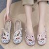 Retro National Style Hanfu Shoes Old Beijing Cloth Shoes Women's Shallow Mouth Breathable Ethnic Style Embroidered Shoes Comfortable Soft-soled Mother