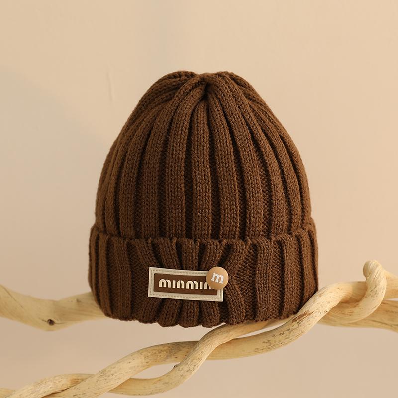 

Зимняя детская шапка-бини однотонная защитная теплая вязаная шапка для мальчиков и девочек малышей вязаные крючком шапки с буквами для детей kids 1-5years old