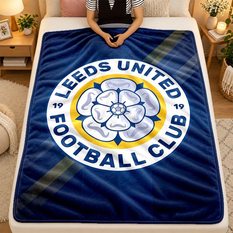 Flannel BlanketLeeds United Warm Soft Throw Blanket for Indoor Sofa Bed Living Room Use