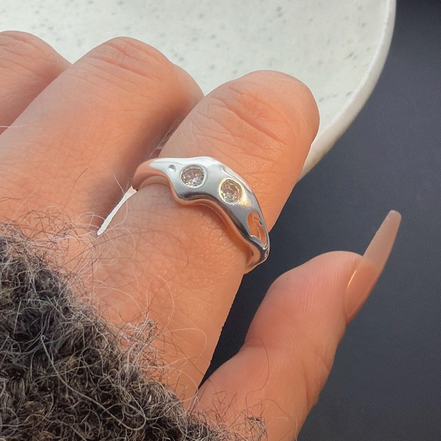 

925 Sterling Silver Rings for Women Couple Minimalist Handmade Simple Shinning Zircon Ring Fine Jewelry Gift Prevent Allergy resizable