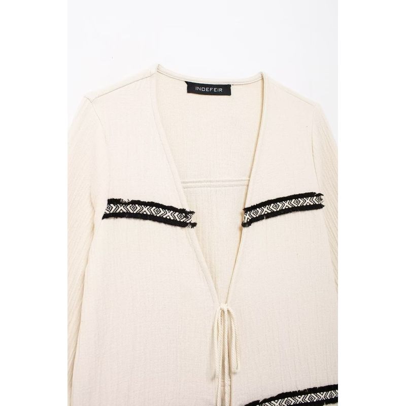 Kaslead New Arrival Women's Clothing Fashion Style Fashion Loose-Fitting Tassel Streamers Jacket Outwear 3046128