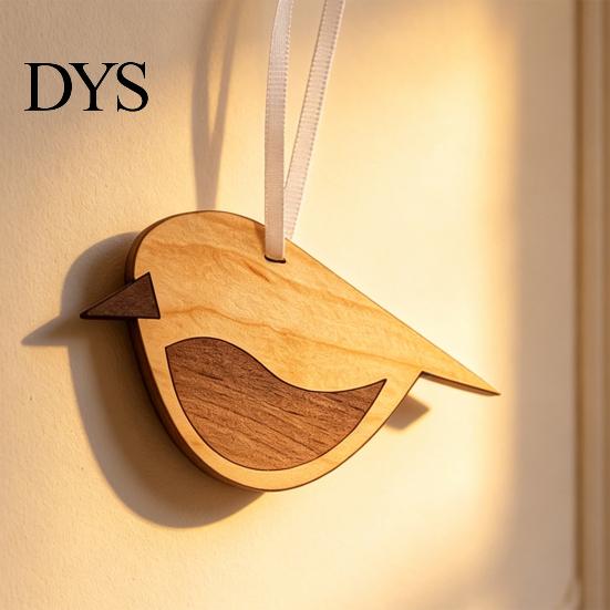 Layered Wood Bird Design 3 Pcs Wooden Ornaments Rustic Boho Wall Hanging Decor Window with Rope for Farmhouse Indoor Home Tree Palm-sized Ornament