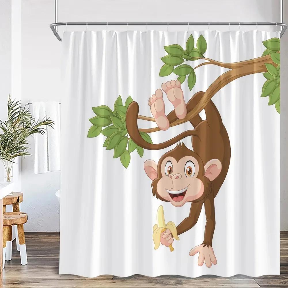Animal Cartoon Shower Curtain Zoo Elephant Deer Zebra Owl Bee Sports Bathroom Decor Kids Child Polyester Bath Curtain With Hooks