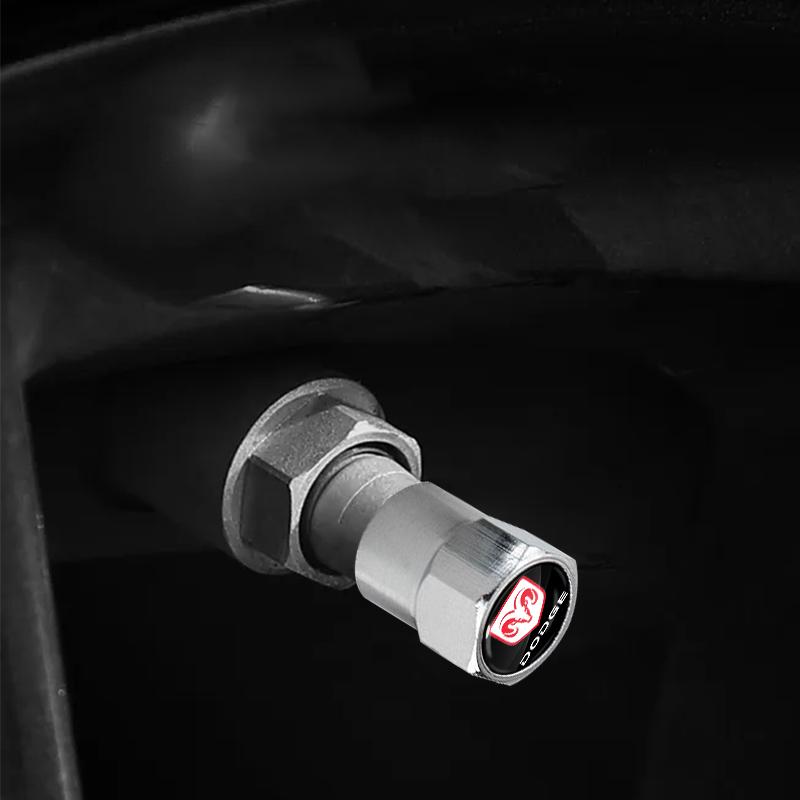 4pc Car Wheel Tire Valve Caps Tyre Stem Covers Airdust Waterproof for Dodge SXT Challenger Charger RAM 1500 Stratus Dart Dakota Charger Avengr Durango