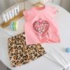 Girls' Summer Flutter Sleeve Top & Shorts Set - Korean Style Two-Piece Children's Outfit