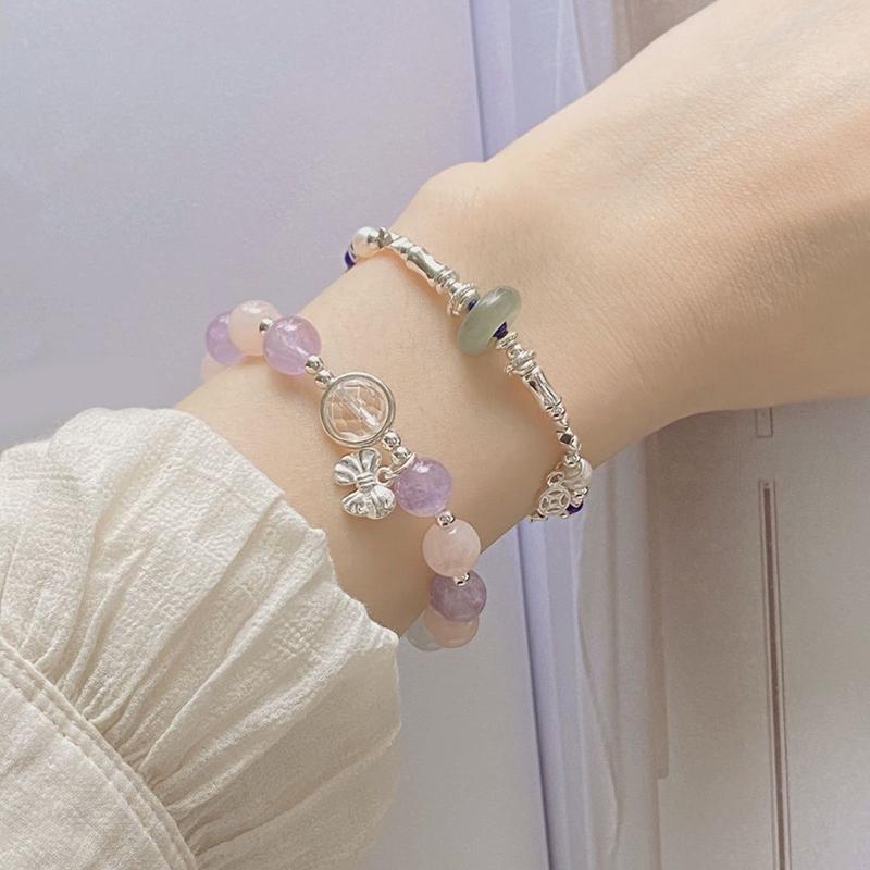 Moonlight  Bowknot Beaded Bracelet Light Luxury Elastic Bracelet For Girls Women Jewelry Accessories Gifts