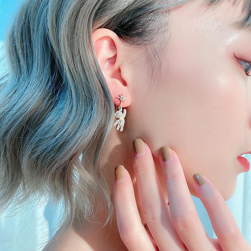 S925 Silber Strass Bär Ohrstecker - Süßes & Lustiges Weihnachtsaccessoire für Frauen