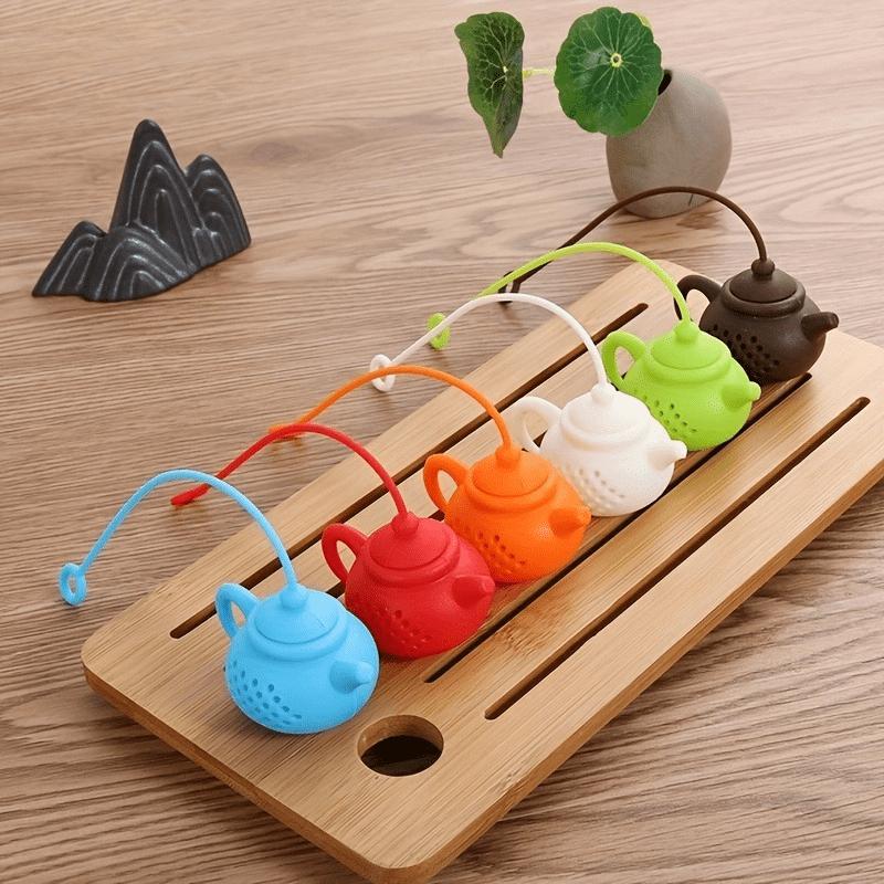Creative Teapot Shaped Silicone Tea Infuser Tea Strainer with Handle Seasoning Tea Slices Diffuser Kitchen Gadget Tea Set