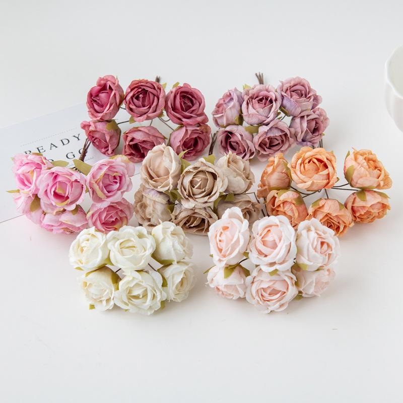 Vintage Simulationsblume Rose DIY Blumenkranz Zubehör Material Künstliche Blume Hanbok Kopfschmuck Blumenstrauß Geschenk Dekoration Eleganz Künstliche Blumen