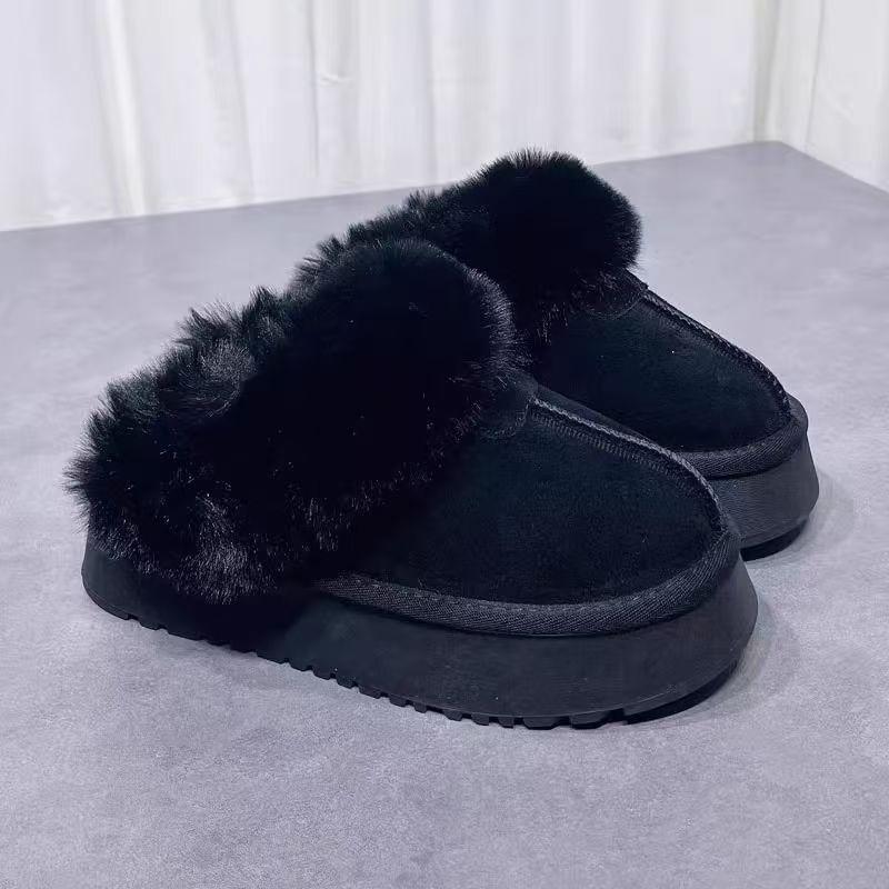 New Suede Cotton Slippers Women's Autumn and Winter Indoor Home Thick-bottomed Mori Women's Fluffy Cotton Slippers