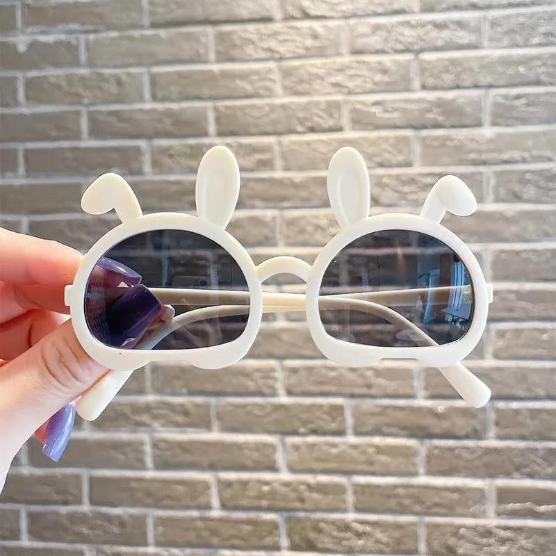 Children Sunglasses  Fashion Oval Rabbit Ears Kids Sun Glasses Boys Girls Goggles Baby Cute Shades Uv400 Travel Glasses