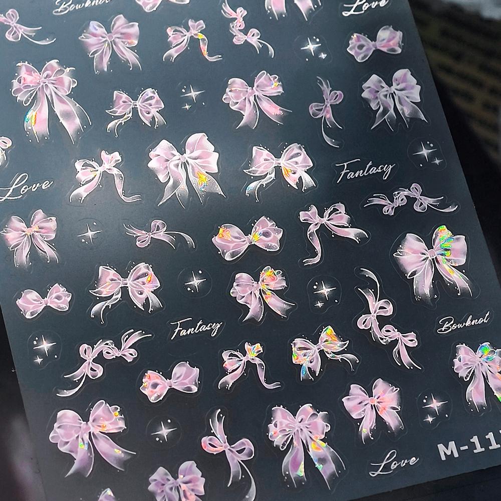 Elegant Silver Butterfly Frame Border Nail Art Stickers Hearts Stars Moon Feather Metal Self Adhesive Decoration Manicure Decal