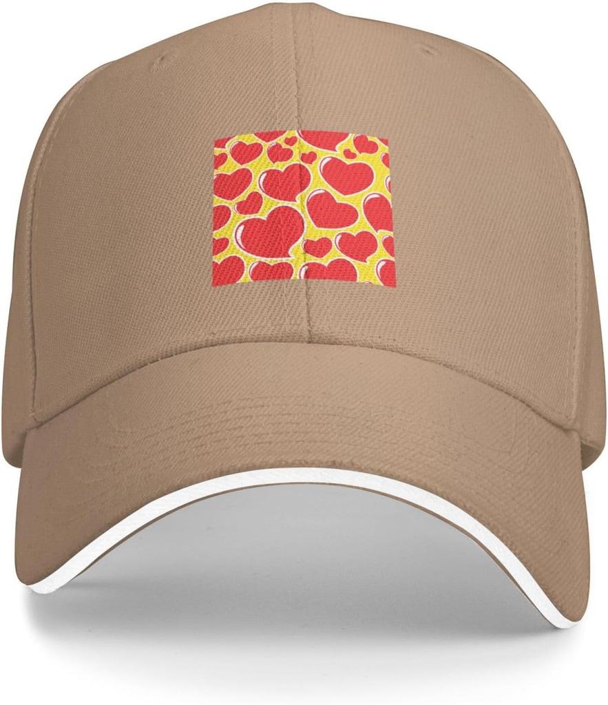 Love Heart Seamless Pattern Baseball Cap Polyester Sun Protection Casual Adjustable Hats for Unisex