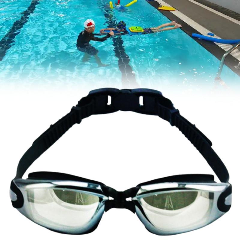Waterproof Adult Swimming Glasses With Electroplated Clear Lenses And Silicone Strap
