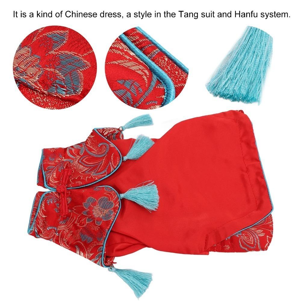 Soft Fabric Dog Cheongsam Floral Print Pet Qipao Dress Traditional Dog Outfit Daily Wear