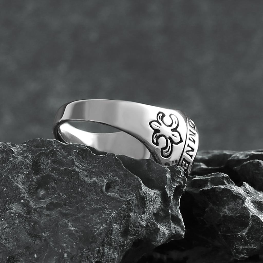 Vintage Titanium Steel Ring for Men Nordic Viking Letter Compass Handmade Boutique Jewelry Gift