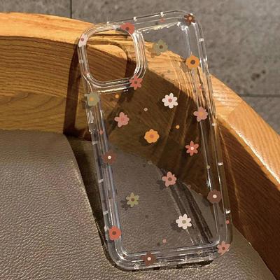 Floral Pattern Transparent Shockproof Phone Case for iPhone 11 12 13 14 15 16 17 Air Pro Max XR XS X 7 8 Plus SE2 Soft Cover